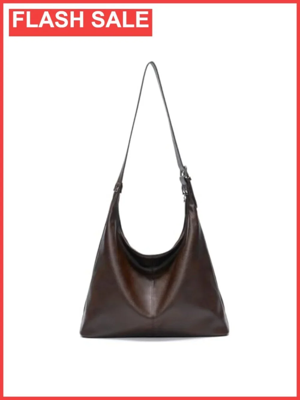 Large Vegan Leather Hobo Bag Slouchy Shoulder Purse Work Handbag